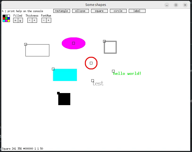 Vue d'ensemble de ShapesEditor avec plusieurs formes à l'écran