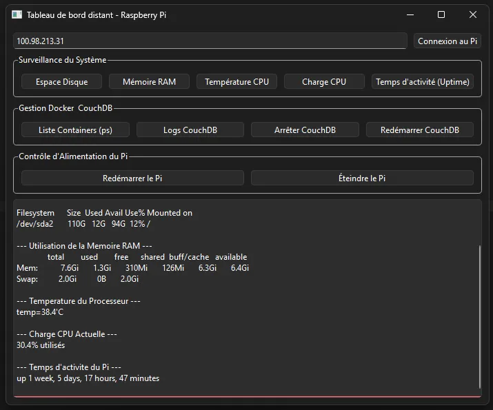 Interface GUI Windows de la télécommande, Qt 6 / C++